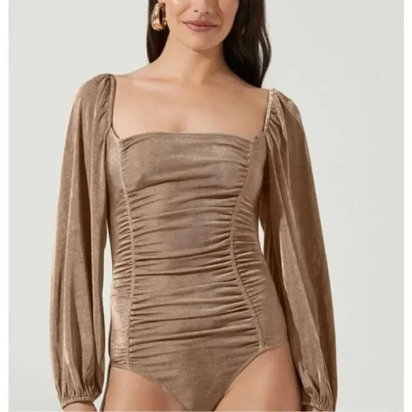 ASTR Brown Metallic Bodysuit NWHT Size Medium - Picture 1 of 8
